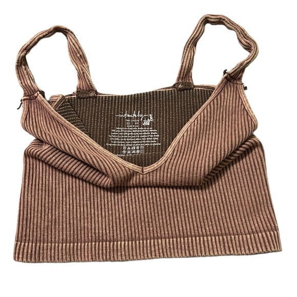 NWOT Free People Intimately Washed Seamless Crop Top XS/S Washed Brown - Picture 5 of 6